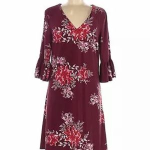 Roz and Ali Burgundy Floral Dress Size M